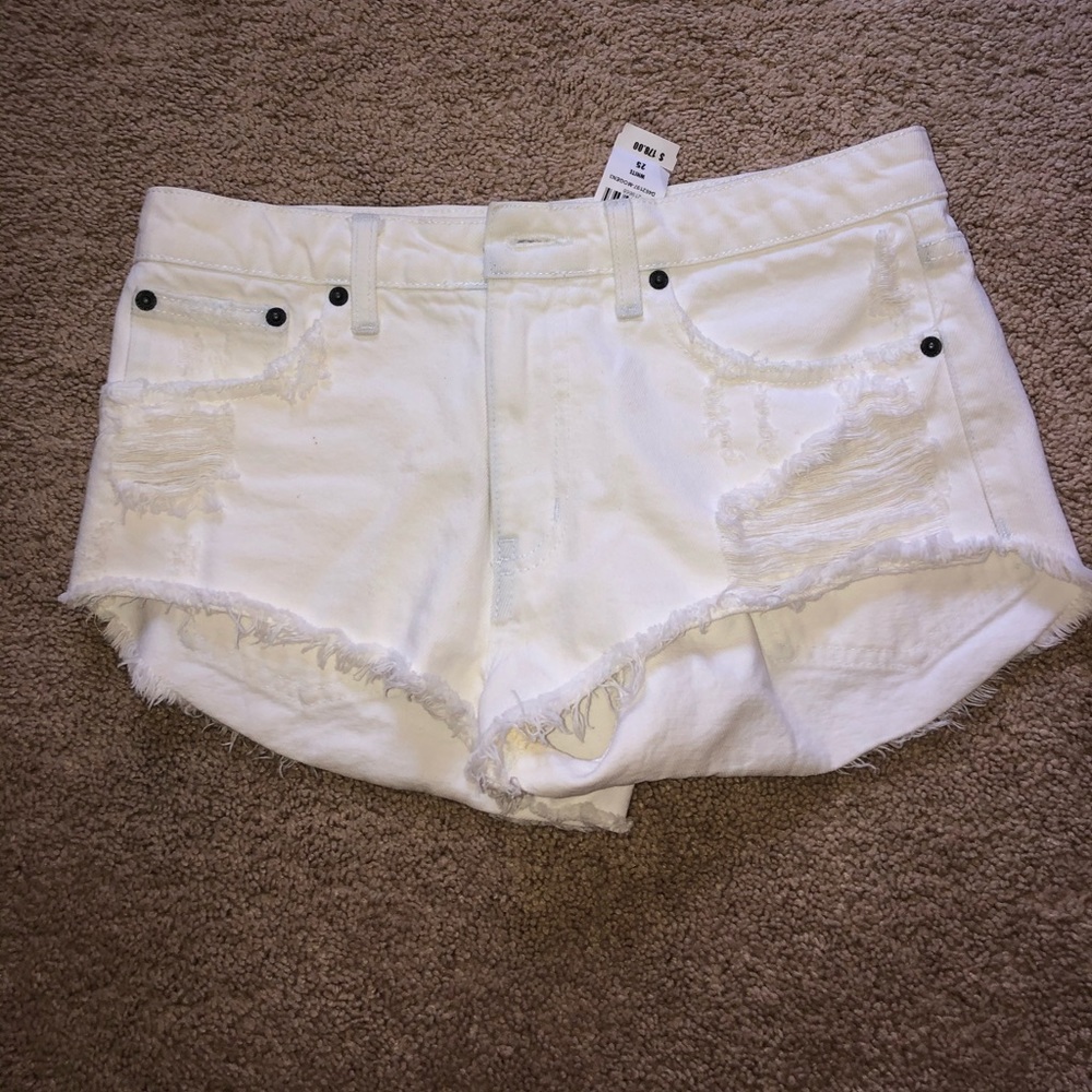 White carmar denim jean shorts